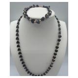 Black Onyx heart necklace bracelet 14K clasp bead