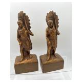 Vintage resin Indian chief bookends