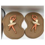 Vintage chalk ware ballerina wall hangings