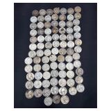 87 1964 & earlier Washington silver quarters