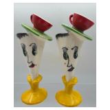 Vintage anthropomorphic teacup head S&P shakers