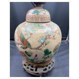 Antique Chinese Rose ginger jar lamp