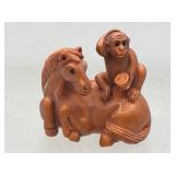 Signed and carved 1.5' monkey and horse Netsuke