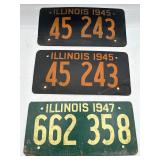 Vintage 1945 & 47 Illinois license plates