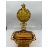 Vintage amber covered dishes