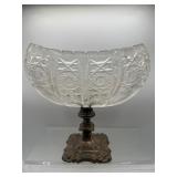 Vintage Bohemian glass fruit bowl in pedestal