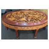 Vintage Asian carved wood coffee table