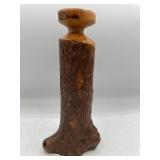 Vintage signed wooden vase