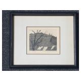 A.P. Signed Ryohei Tanaka thatched roof etching
