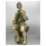 Vintage porcelain water carrying figurine