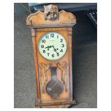 Carved wooden peacock tiger wall clock