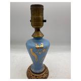 Vintage blue satin bird lamp base