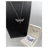 2 sterling silver dragonfly necklace and pendant