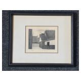 Signed Ryohei Tanaka hatched roof etching