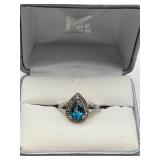 Sterling silver blue topaz ring