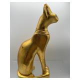 Heavy Egyptian gold colored replica Bastet cat