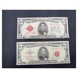 1928 & 1963 five dollar notes