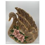 Vintage gold texture swan vase