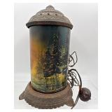 Vintage Scene in action forest fire motion lamp