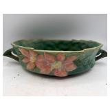 Vintage Roseville green clamatis console bowl