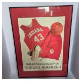 Framed Indiana Hooisers Signed Basketball Poster