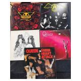 Aerosmith and Queen vinyl record albums