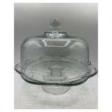 Vintage glass pedestal cake plate