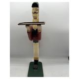 Vintage Handcarved wooden butler figure with tray