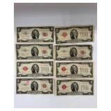 Vintage two dollar bills