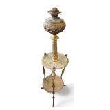 Antique cast metal floor lamp table damaged