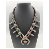 Signed NOTAH Navajo squash blossom necklace