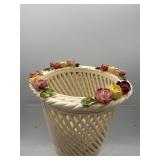 Vintage Italian pottery reticulated basket