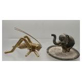 Vintage brass grasshopper & more