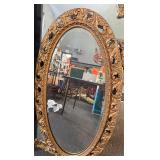 47' Antique oval beveled wall mirror