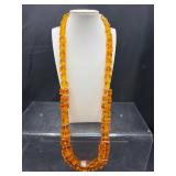 Square beaded graduated Amber? Necklace