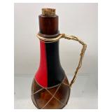 Vintage Albinana leather wrapped amber decanter
