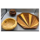 Handmade octagonal wood tray & more