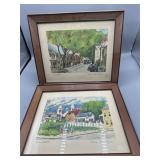 Vintage watercolor prints signed