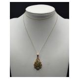14k gold and emerald pendant necklace