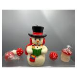 Vintage snowman & mushroom candles