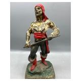 Vintage polychrome bronze clad pirate figure