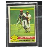 Autographed 1976 Topps #10 Lou Brock baseball card