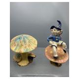 Ceramic art studio mushroom salt shaker & pixie
