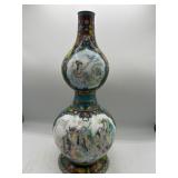 Chinese double gourd enamel vase