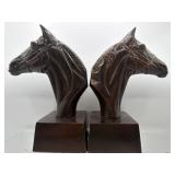 Vintage metal horse bookends
