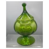 Green Empoli covered candy jar