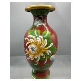 Chinese enamel and brass vase