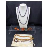 Amethyst beaded necklace and more
