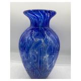 Blue art glass vase