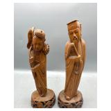 Rosewood carved Asian figurines